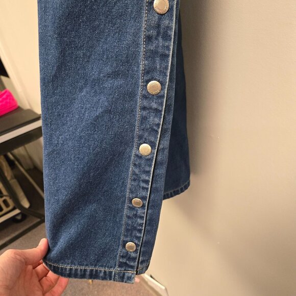Vintage 90's Y2K Women's M Style Denim Maxi Skirt Snap Side Details Front Zipper - Picture 8 of 12